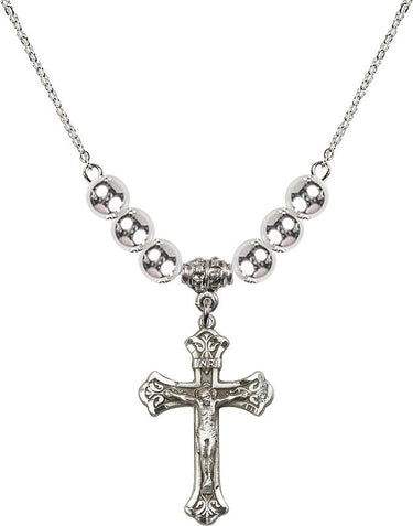 Women's Crucifix Crystal Necklace | 1 1/8 inch | 6mm Beads | N32-0622