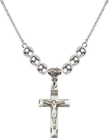 Women Crucifix Crystal Necklace | 1 1/8 inch | 6mm Beads