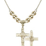 St. Benedict Crucifix Crystal Necklace | 1 1/8 inch | 6mm Beads   14kt Gold Filled