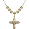 Crucifix Crystal Necklace | 1 3/8 inch | 6mm Beads   14kt Gold Filled
