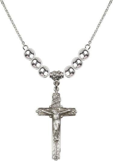 Crucifix Crystal Necklace | 1 3/8 inch | 6mm Beads | N32-0655