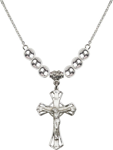 Crucifix Crystal Necklace | 1 1/4 inch | 6mm Beads