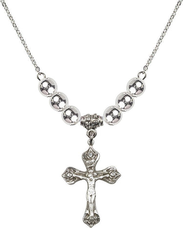 Beads Crucifix Crystal Necklace | 1 inch | 6mm Beads | N32-0662
