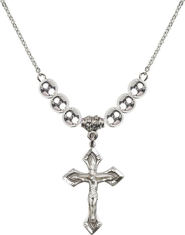 Crucifix Crystal Necklace | N32-0663 | 1 1/8 inch | 6mm Beads