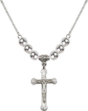 Crucifix Crystal Necklace | N32-0664 | 1 1/8 inch | 6mm Beads