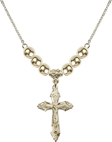 Crucifix Crystal Necklace | N32-0665 | 1 1/8 inch | 6mm Beads