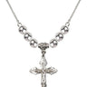 Crucifix Crystal Necklace | 1 1/8 inch | 6mm Beads   Sterling Silver