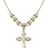 Cross Crystal Necklace | 1 1/8 inch | 6mm Beads   14kt Gold Filled