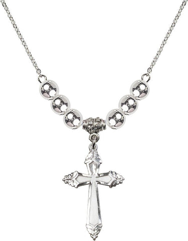 Beads Cross Crystal Necklace | 1 1/8 inch | 6mm Beads | N32-0665Y