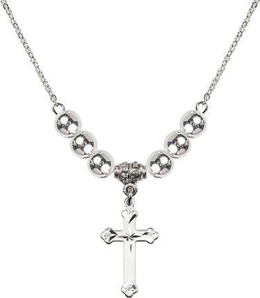 Birthstone Cross Crystal Necklace | 3/4 inch | 6mm Beads | N32-0667