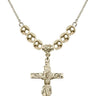 Crucifix Crystal Necklace | 1 1/4 inch | 6mm Beads   14kt Gold Filled