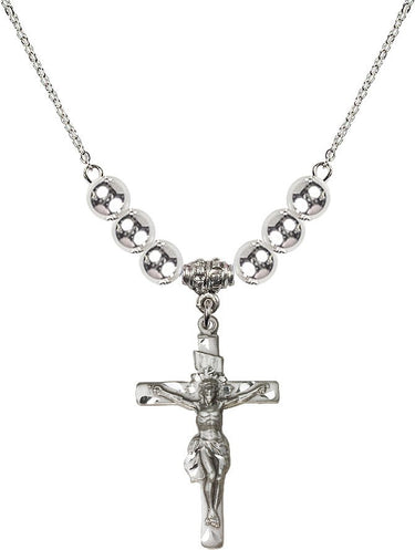 Crucifix Crystal Necklace | N32-0668 | 1 1/4 inch | 6mm Beads