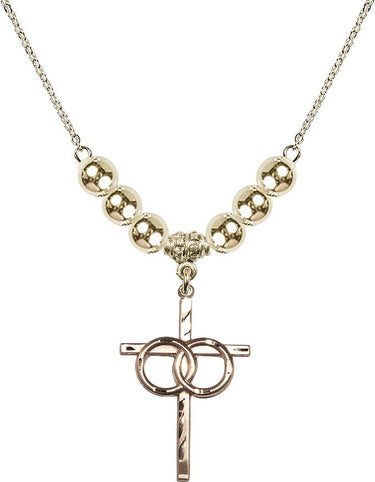 Wedding Rings Cross Crystal Necklace | 1 1/8 inch | 6mm Beads | N32-0671