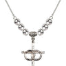 Cross Crystal Necklace | 1 1/8 inch | 6mm Beads   Sterling Silver