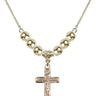 Crucifix Crystal Necklace | 1 inch | 6mm Beads   14kt Gold Filled