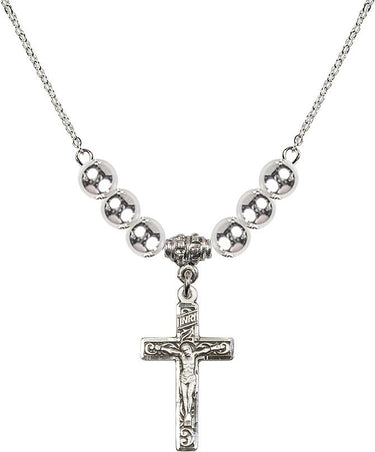 Crucifix Crystal Necklace | N32-0673 | 1 inch | 6mm Beads