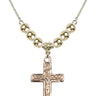 Crucifix Crystal Necklace | 1 1/4 inch | 6mm Beads   14kt Gold Filled