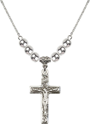 Crucifix Crystal Necklace | N32-0674 | 1 1/4 inch | 6mm Beads