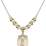 Saint Christopher Crystal Necklace | 3/4 inch | 6mm Beads   14kt Gold Filled