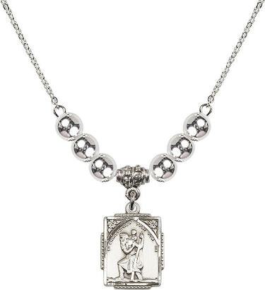 Saint Christopher Crystal Necklace | 3/4 inch | 6mm Beads | N32-0804C