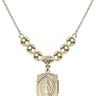 Miraculous Medal Crystal Necklace | 5/8 inch | 6mm Beads   14kt Gold Filled