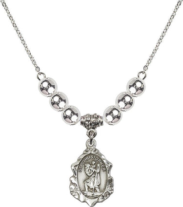 St. Christopher Crystal Necklace | 3/4 inch | 6mm Beads