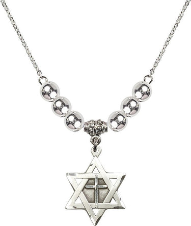 Star of David Cross Crystal Necklace | 7/8 inch | 6mm Beads | N32-1210Y