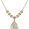 Miraculous Medal Crystal Necklace | 3/4 inch | 6mm Beads   14kt Gold Filled