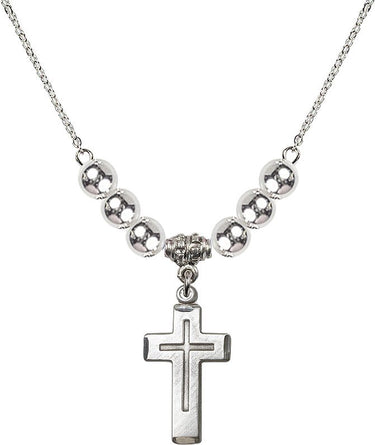 Birthstone Cross Crystal Necklace | 7/8 inch | 6mm Beads | N32-1529