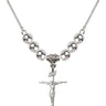Crucifix Crystal Necklace | 1 inch | 6mm Beads   Sterling Silver