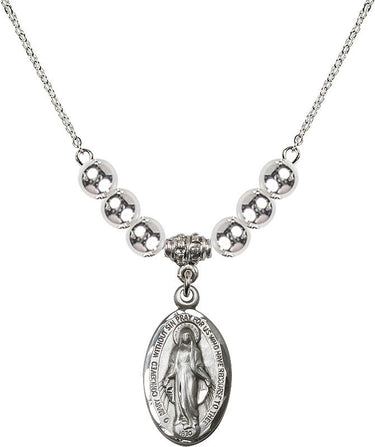 Beads Miraculous Medal Crystal Necklace | 7/8 inch | 6mm Beads | N32-1615