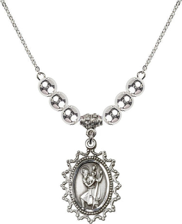 Saint Christopher Crystal Necklace | 1 inch | 6mm Beads | N32-1619C