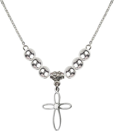 Loop Cross Crystal Necklace | 3/4 inch | 6mm Beads | N32-1707