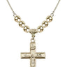 Crucifix Crystal Necklace | 1 3/8 inch | 6mm Beads   14kt Gold Filled