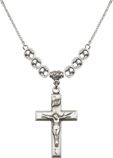Crucifix Crystal Necklace | 1 3/8 inch | 6mm Beads | N32-2186
