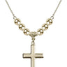 Cross Crystal Necklace | 1 1/8 inch | 6mm Beads   14kt Gold Filled