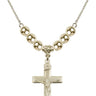 Crucifix Crystal Necklace | 1 1/8 inch | 6mm Beads   14kt Gold Filled