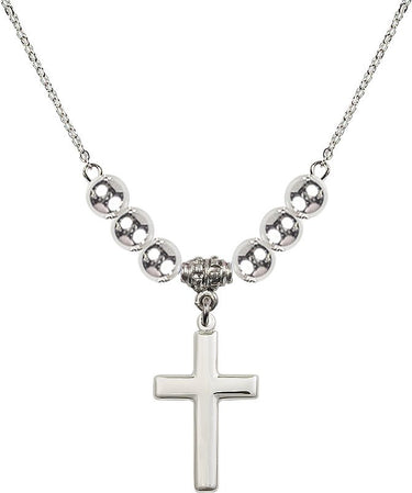 Birthstone Cross Crystal Necklace | 7/8 inch | 6mm Beads | N32-2195