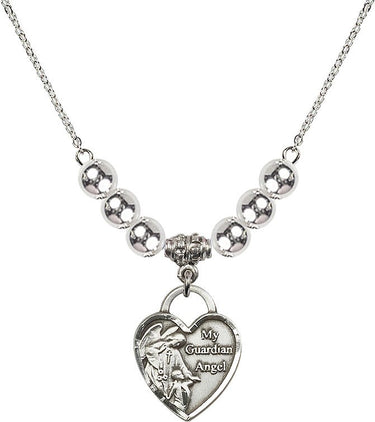 Heart Guardian Angel Crystal Necklace | 3/4 inch | 6mm Beads | N32-3202
