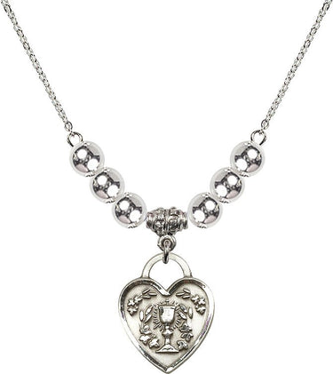 Communion Heart Crystal Necklace | 3/4 inch | 6mm Beads | N32-3204