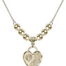 Footprints Heart Crystal Necklace | 3/4 inch | 6mm Beads   14kt Gold Filled