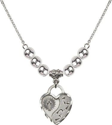 Footprints Heart Crystal Necklace | 3/4 inch | 6mm Beads | N32-3207
