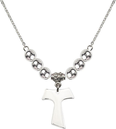 Tau Cross Crystal Necklace | 3/4 inch | 6mm Beads | N32-3948