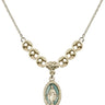 Miraculous Medal Crystal Necklace | 5/8 inch | 6mm Beads   14kt Gold Filled