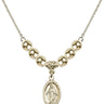 Miraculous Medal Crystal Necklace | 5/8 inch | 6mm Beads   14kt Gold Filled