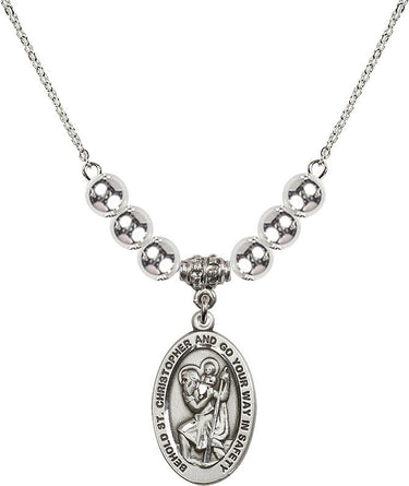 Saint Christopher Crystal Necklace | 7/8 inch | 6mm Beads | N32-4123C