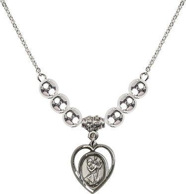 Saint Christopher Crystal Necklace | 5/8 inch | 6mm Beads | N32-4127