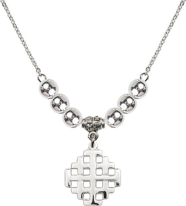 Jerusalem Cross Crystal Necklace | 3/4 inch | 6mm Beads | N32-4139