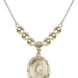 Miraculous Medal Crystal Necklace | 7/8 inch | 6mm Beads   14kt Gold Filled