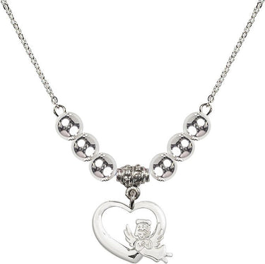 Heart Guardian Angel Crystal Necklace | 1/2 inch | 6mm Beads | N32-4206